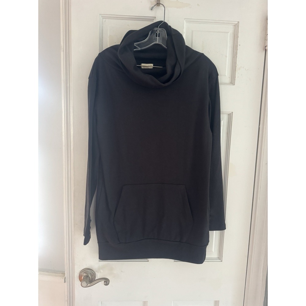 Sofishie Black Cowl Neck Pullover‎ Hoodie Top Long Sleeve Pocket Size L